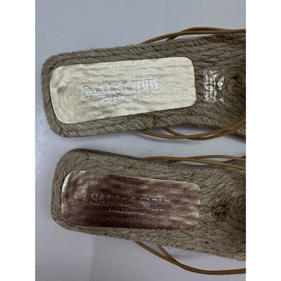 Sam & Libby Womens Sandals Size 6 M Flip Flops Brown Glitter Floral Jute Flats - Picture 3 of 10